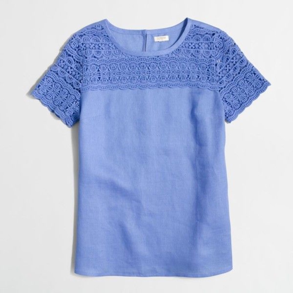 J. Crew Linen & Lace Summer Top